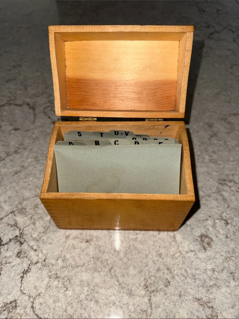Vintage Wooden Recipe Box with Dovetail Joints Warm Honey Finish